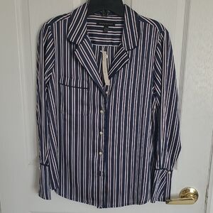 Banana Republic Navy and White Striped Shirt